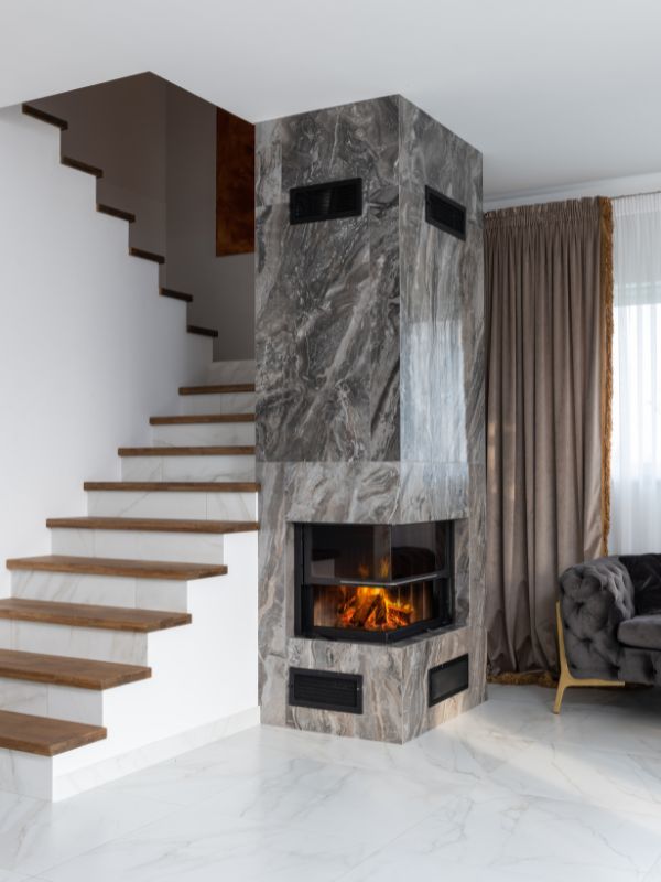 custom built marble fireplace in lakewood, colorado