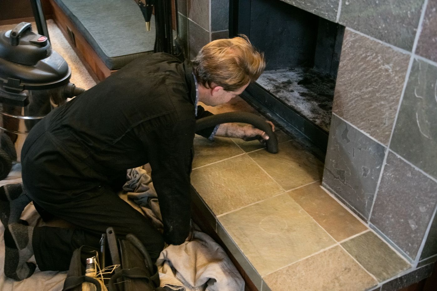 vacuuming after a lakewood chimney sweep
